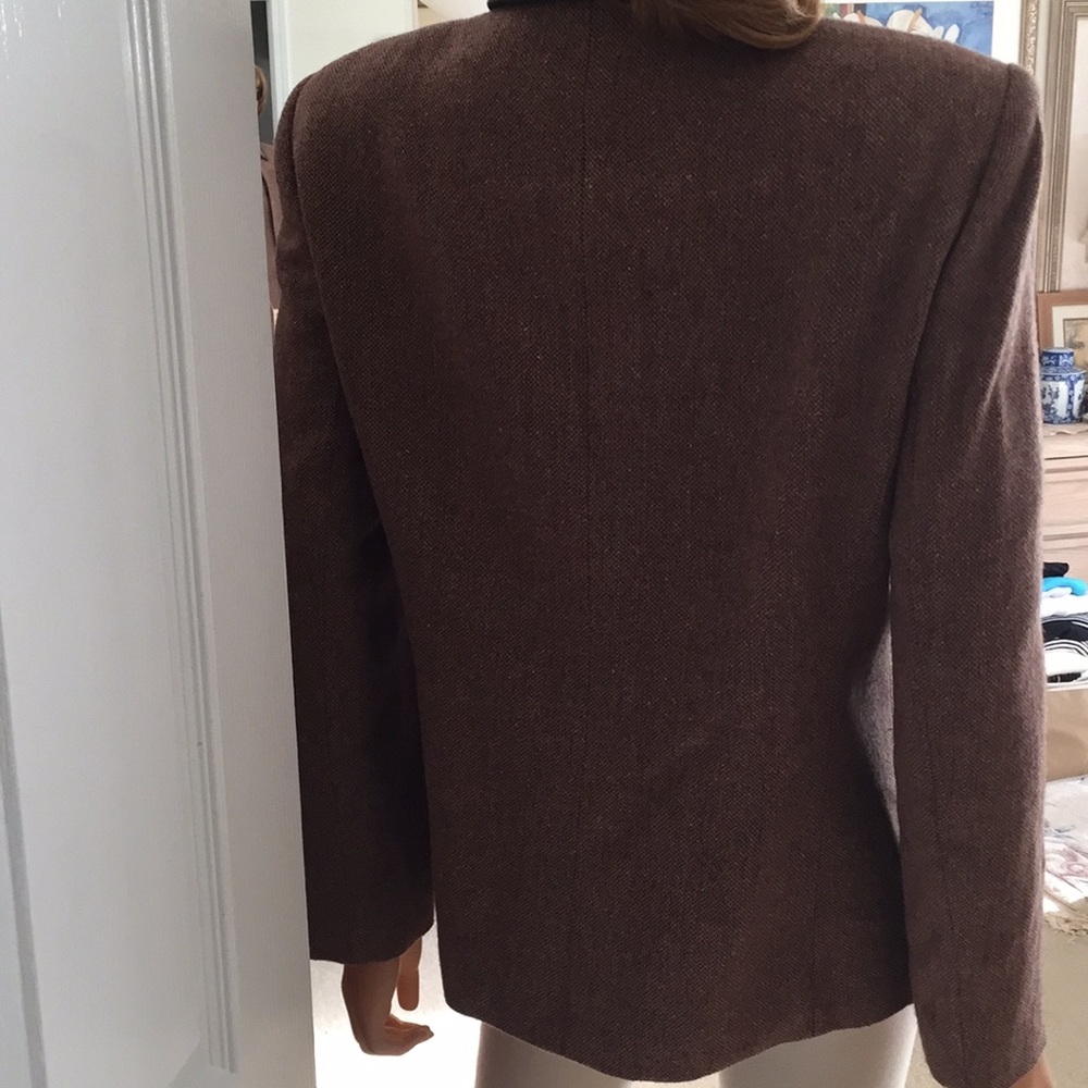 Vintage Kasper wool silk blended herringbone blazer - Picture 7 of 11